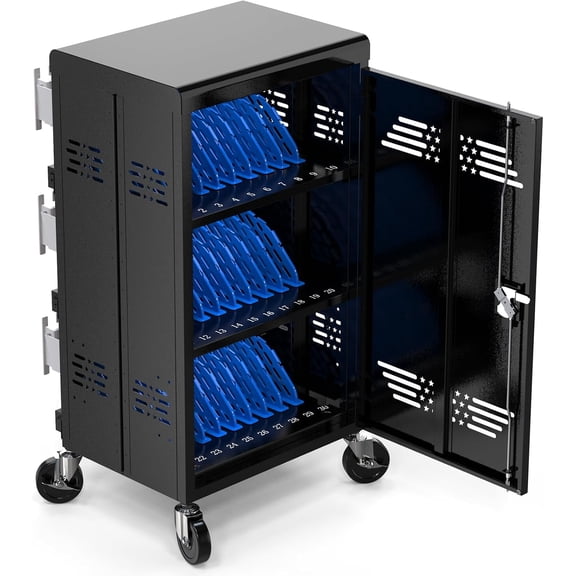 Meteteel Laptop Cart, 30 Device Mobile Charging Cart for Chromebook K-12