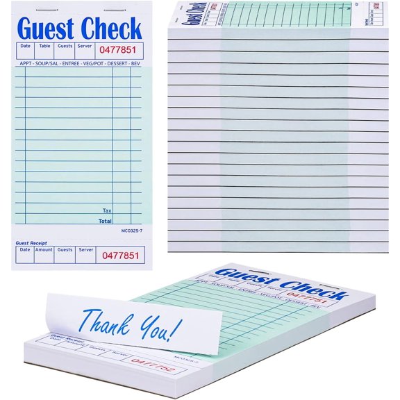 Methdic Guest Checks Server Note Pads 1000 Orders Waitress Notepad for Restaurants (20 Books)