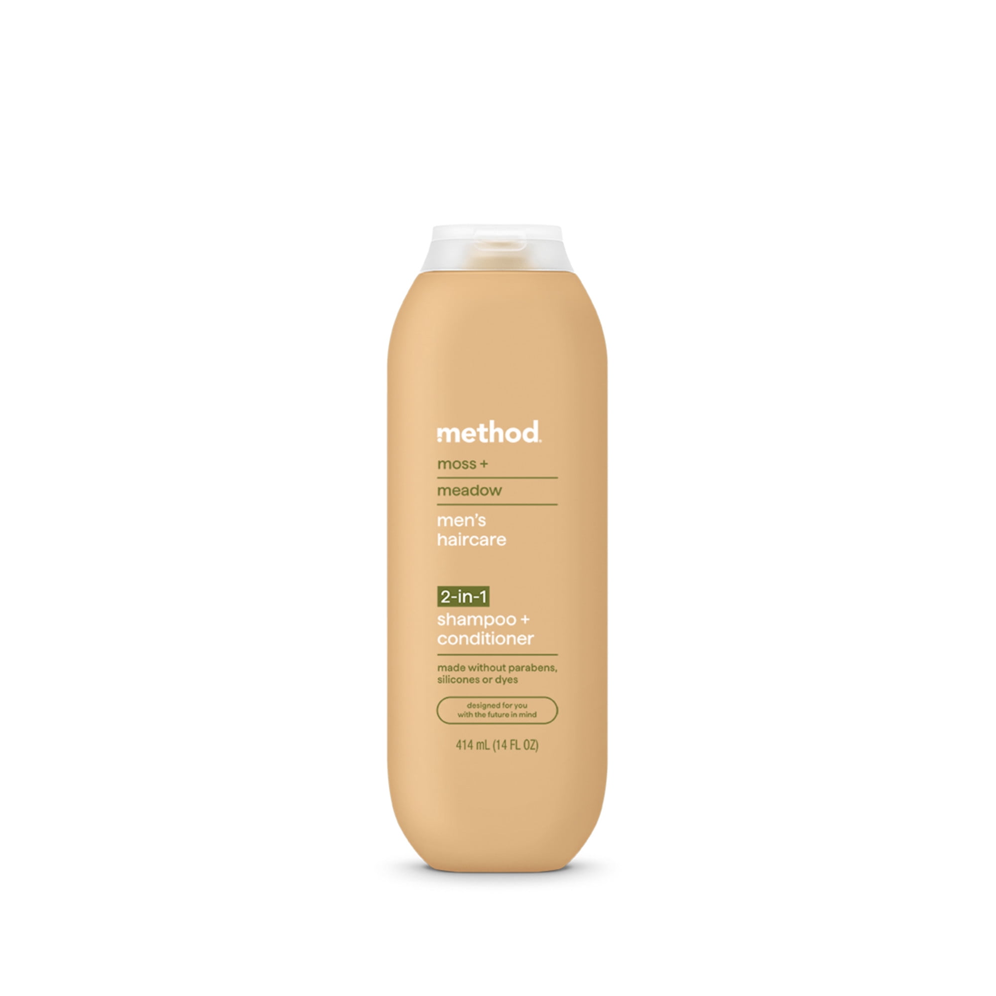 method Men 2-in-1 Shampoo and Conditioner, Moss + Meadow,  Cleans and Conditions with Argan and Jojoba Oil - Made without Parabens - 14 fl oz