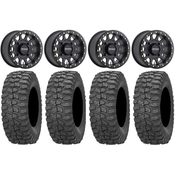 Method 401 14" Bdlk Wheels Bk 5+2 30" Rock-A-Billy Tires Can-Am Commander Maverick Renegade Outlander Defender