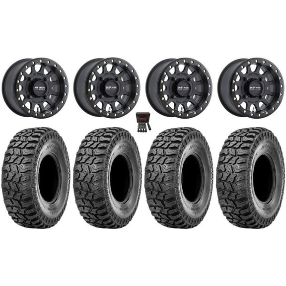 Method 401 14" Beadlock Wheels Black 5+2 27" Ridge Saw 2.0 Tires Can-Am Commander Maverick Renegade Outlander Defender