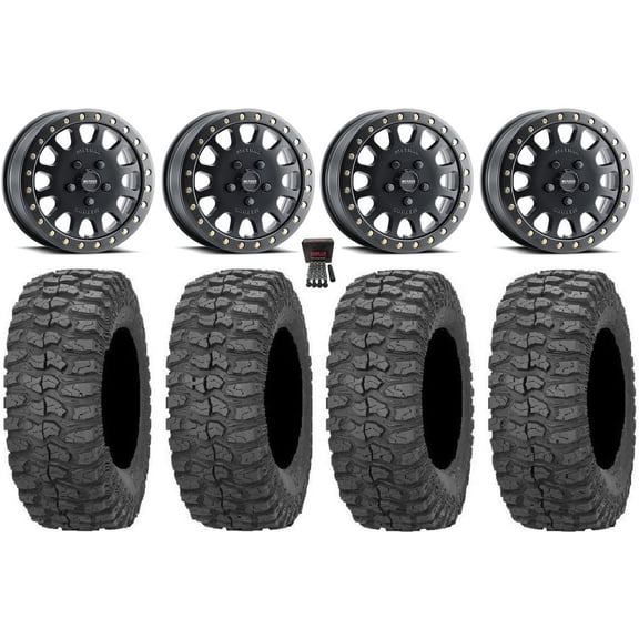 Method 401 15" Wheels Bk 5+1 32" Rock-A-Billy Tires Polaris RZR Turbo R & Pro R Ranger 1500 Xpedition