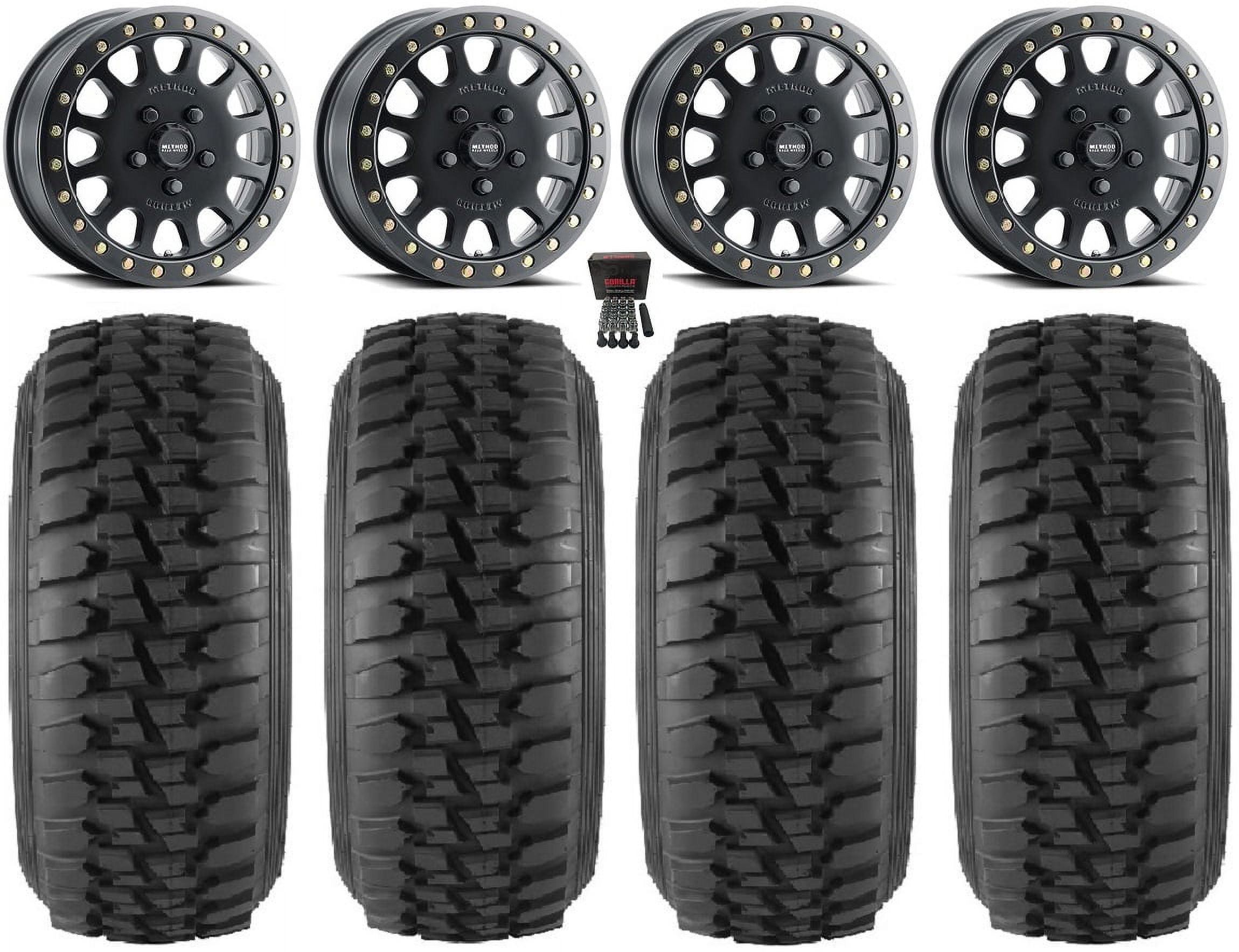 Method 401 15" Wheels Bk 5+1 33" Desert Series Tires Polaris RZR Turbo R & Pro R Ranger 1500