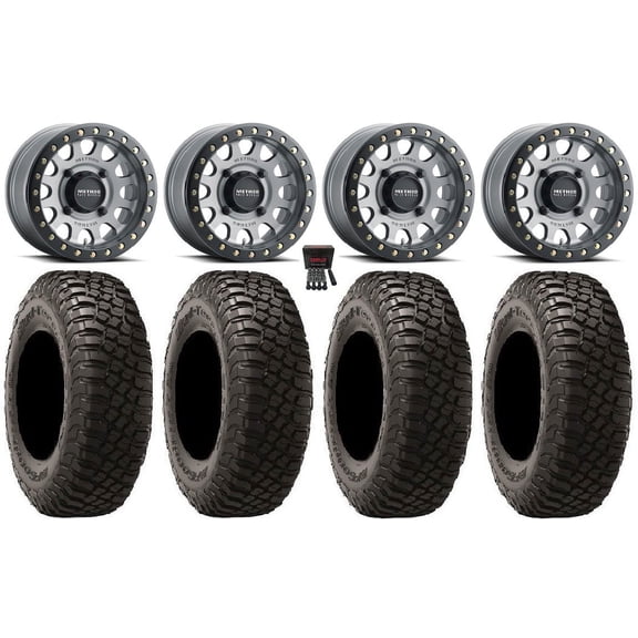 Method 401 Bdlk 14" Wheels Titanium 4+3 28" BFG KM3 Tires Sportsman RZR Ranger