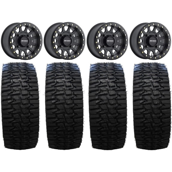Method 401 Bdlk 15" Wheels Bk 4+3 33" Desert Race Tires Sportsman RZR Ranger