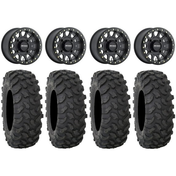 Method 401 Bdlk 15" Wheels Bk 4+3 37" XTR370 Tires Sportsman RZR Ranger