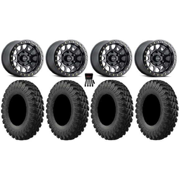 Method 401 Beadlock 15" Wheel Black 32" MotoRally Tires Can-Am Maverick R