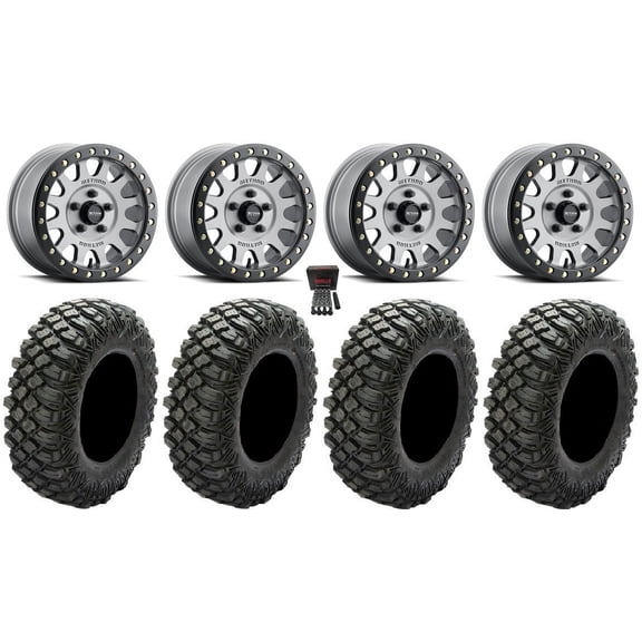 Method 401 Beadlock 15" Wheels Titanium 32" Crawler XG Tires Polaris RZR Turbo R & Pro R Ranger 1500 Xpedition