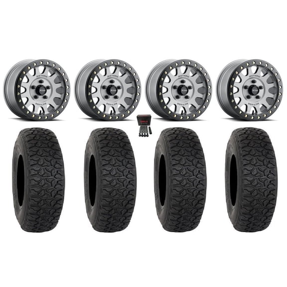 Method 401 Beadlock 15" Wheels Titanium 33" DX440 Tires Polaris RZR Turbo R & Pro R Ranger 1500 Xpedition