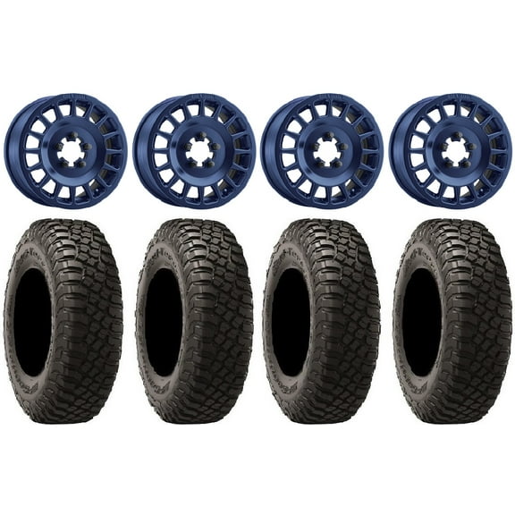 Method 407 15" Wheels Bahia Blue 35" BFG KM3 Tires Polaris RZR Turbo R & Pro R Ranger 1500 Xpedition