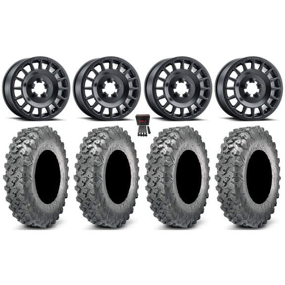 Method 407 15" Wheels Black 32" Lynx SXS Tires Polaris RZR Turbo R & Pro R Ranger 1500 Xpedition