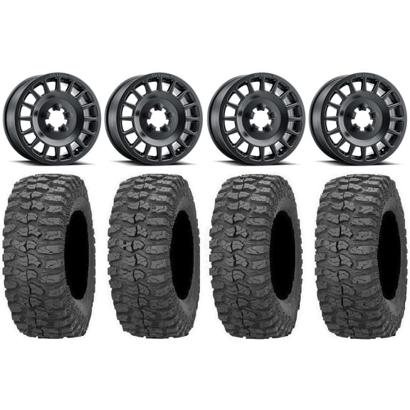 Method 407 15" Wheels Black 32" Rock-A-Billy Tires Polaris RZR Turbo R & Pro R Ranger 1500 Xpedition