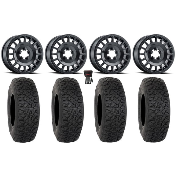 Method 407 15" Wheels Black 35" DX440 Tires Polaris RZR Turbo R & Pro R Ranger 1500 Xpedition