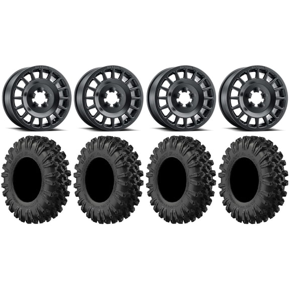 Method 407 15" Wheels Black 35" MotoRavage XL Tires Polaris RZR Turbo R & Pro R Ranger 1500 Xpedition