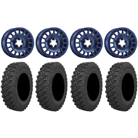 Method 407 15" Wheels Blue 33" Pro Runner Tires Polaris RZR Turbo R & Pro R Ranger 1500 Xpedition