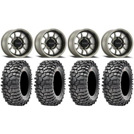 Method 409 15" Grey (5+2) Wheels 32" Roxxzilla Tires Kawasaki Mule Pro FXT