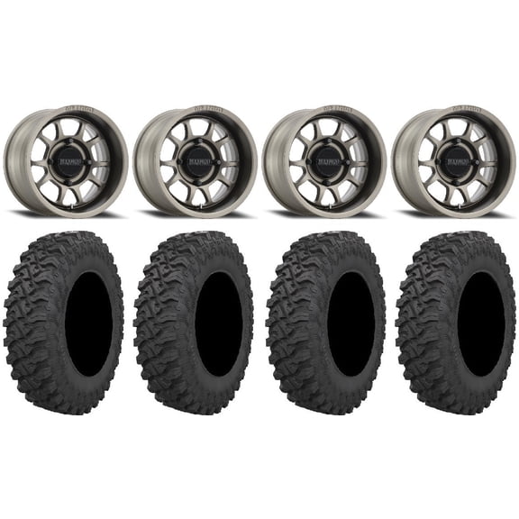 Method 409 15" Grey (5+2) Wheels 33" Pro Runner Tires Kawasaki Mule Pro FXT