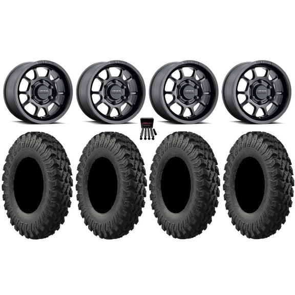Method 409 15" Wheel Black 30" MotoRally Tires Can-Am Maverick R