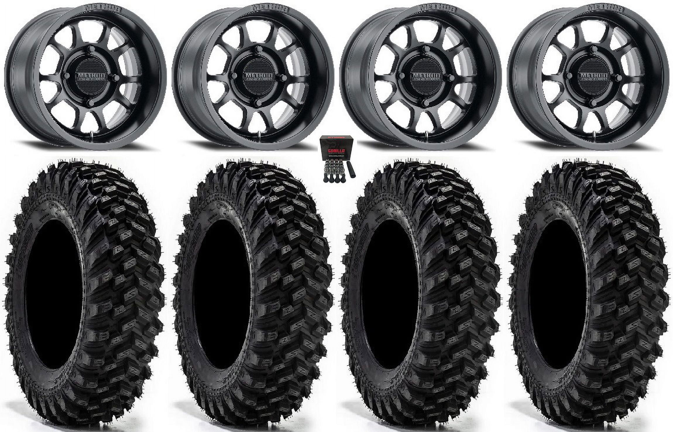 Method 409 15" Wheels Black (5+2) 32" Warrior XT Tires Sportsman RZR