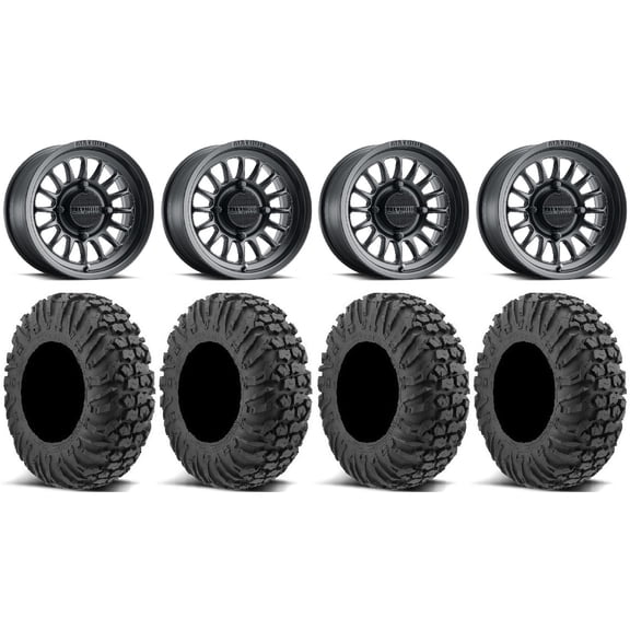 Method 411 15" Black (4+3) Wheels 30" MotoVator Tires Polaris RZR XP 1000 / PRO XP / Ranger XP 900/1000
