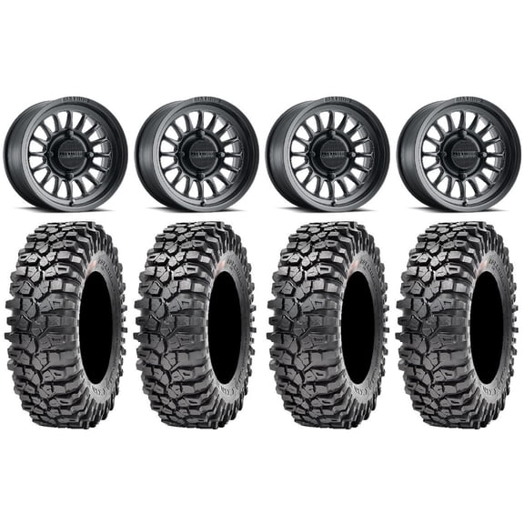 Method 411 15" Black (4+3) Wheels 32" Roxxzilla 396 Tires Can-Am Commander Maverick Renegade Outlander Defender
