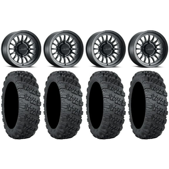 Method 411 15" Black (4+3) Wheels 33" Versa Cross V3 Tires Polaris RZR XP 1000 / PRO XP / Ranger XP 900/1000