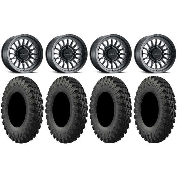 Method 411 15" Black (4+3) Wheels 35" MotoRally Tires Polaris RZR XP 1000 / PRO XP / Ranger XP 900/1000