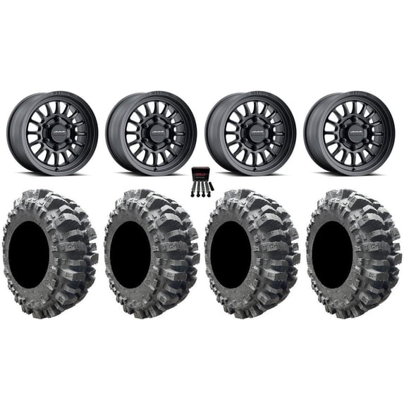 Method 411 15" Wheel Black 30" Bogger Tires Can-Am Maverick R
