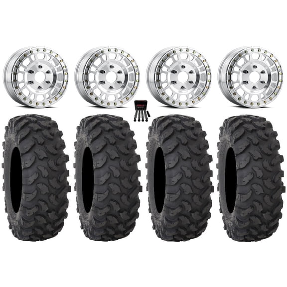 Method 412 Beadlock 15" Wheels Machined 30" XTR370 Tires Can-Am Maverick R