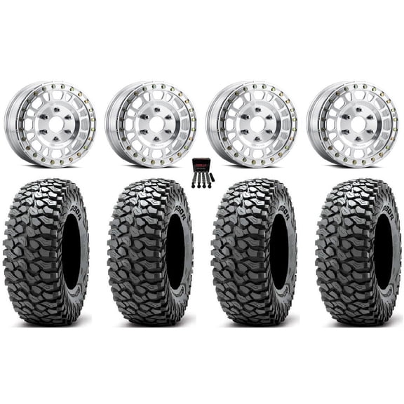 Method 412 Beadlock 15" Wheels Machined 35" RocScraper Tires Can-Am Maverick R