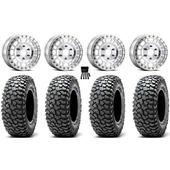 Method 412 Beadlock 15" Wheels Machined 37" RocScraper Tires Can-Am Maverick R