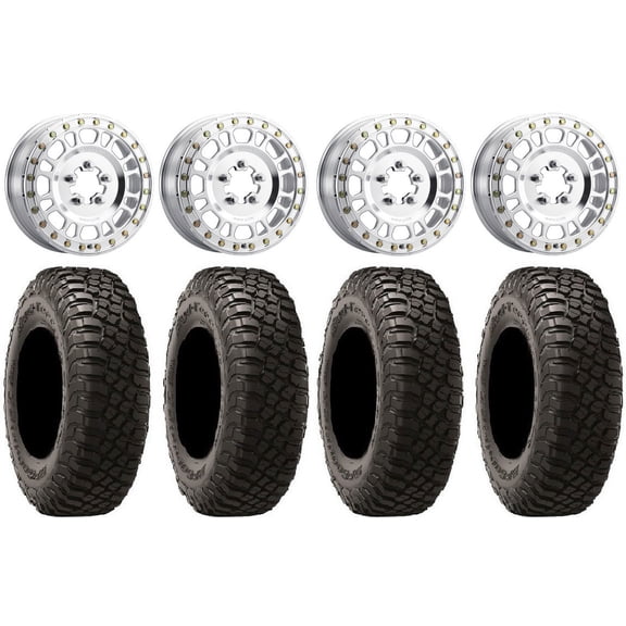 Method 412 Beadlock 15" Wheels Raw 32" BFG KM3 Tires Polaris RZR Turbo R & Pro R Ranger 1500 Xpedition