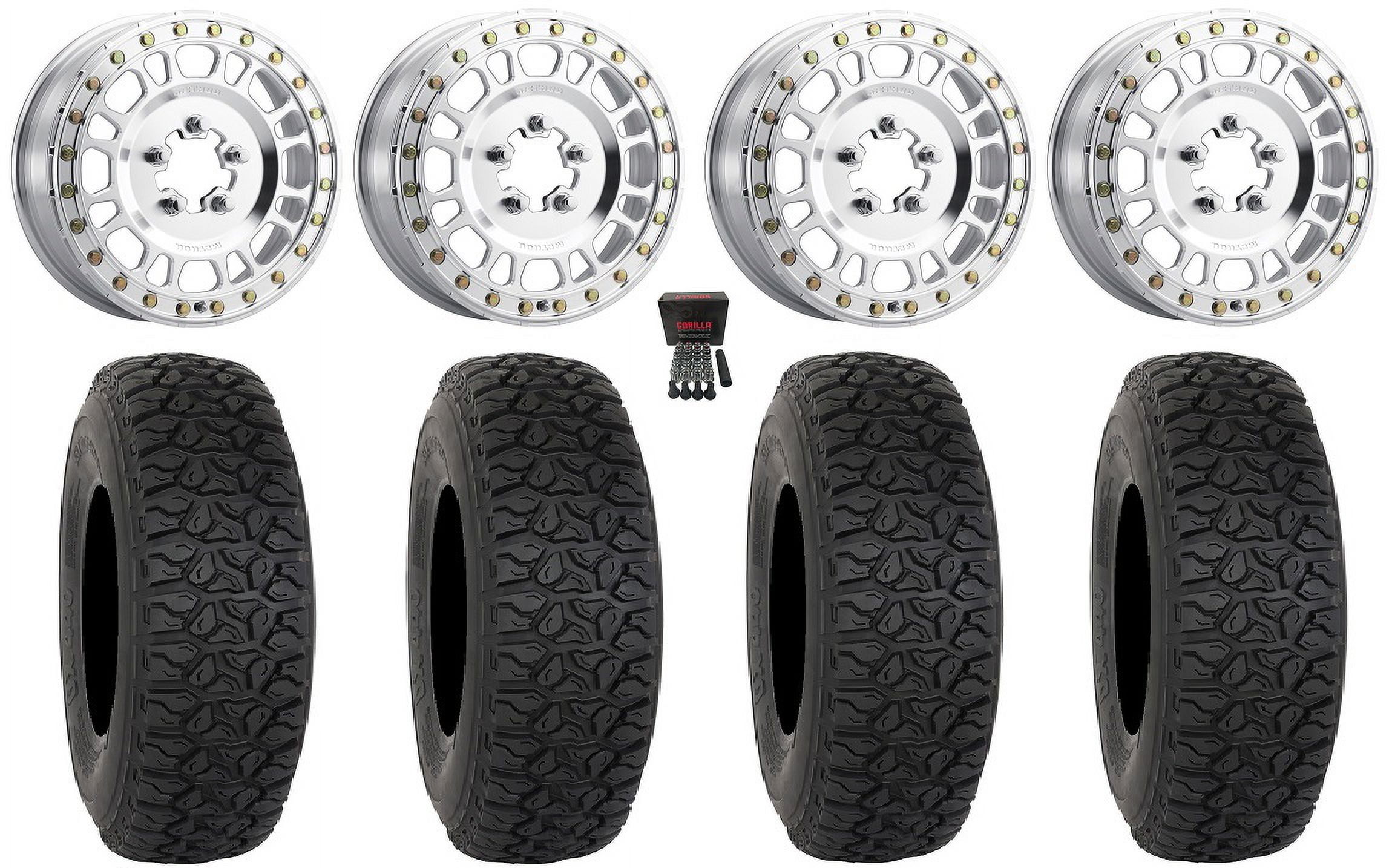 Method 412 Beadlock 15" Wheels Raw 32" DX440 Tires Polaris RZR Turbo R