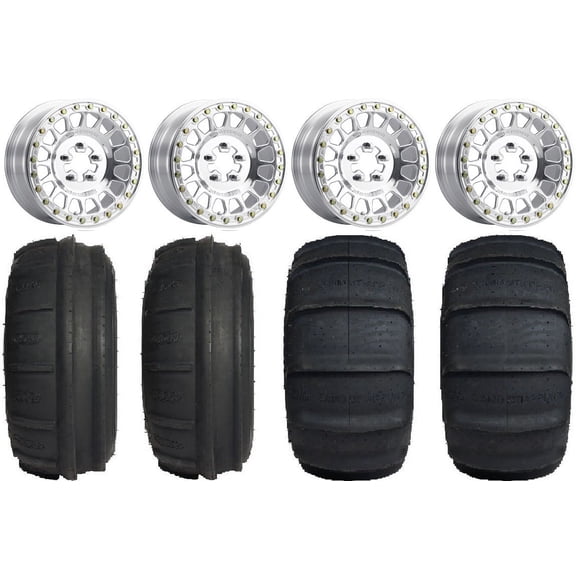 Method 413 15" Wheels 5+1/6+4 32" SandStripperTT/XLHP Tires Polaris RZR Turbo R & Pro R Ranger 1500 Xpedition