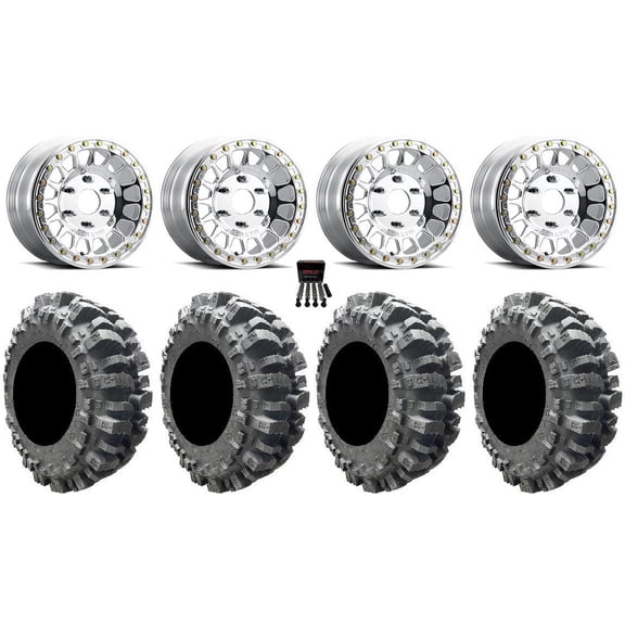 Method 413 Beadlock 15" Wheels Polished 30" Bogger Tires Can-Am Maverick R