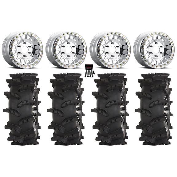Method 413 Beadlock 15" Wheels Polished 32" Outlaw Max Tires Can-Am Maverick R