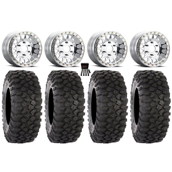 Method 413 Beadlock 15" Wheels Polished 33" XC450 Tires Can-Am Maverick R