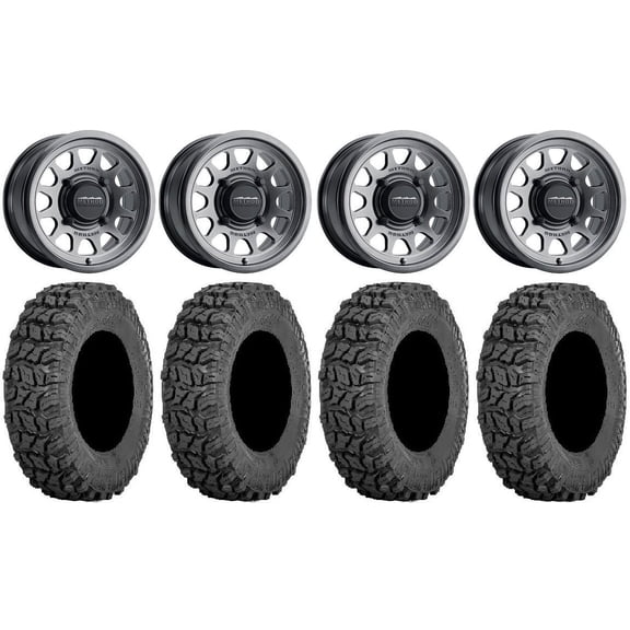 Method 414 14" Graphite +38mm Wheels 28" Coyote Tires Sportsman RZR Ranger