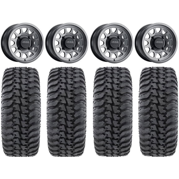 Method 414 14" Graphite +38mm Wheels 32" Regulator Tires Sportsman RZR Ranger