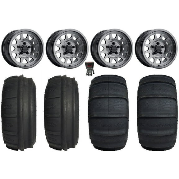 Method 414 15" Wheels +38mm/+25mm 32"SandStripTT/XLHP Tires Polaris RZR Turbo R & Pro R Ranger 1500 Xpedition
