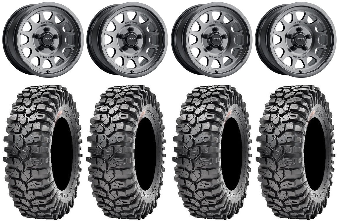 Method 414 15" Wheels +38mm 32" Roxxzilla 396 Tires Polaris RZR Turbo R & Pro R Ranger 1500