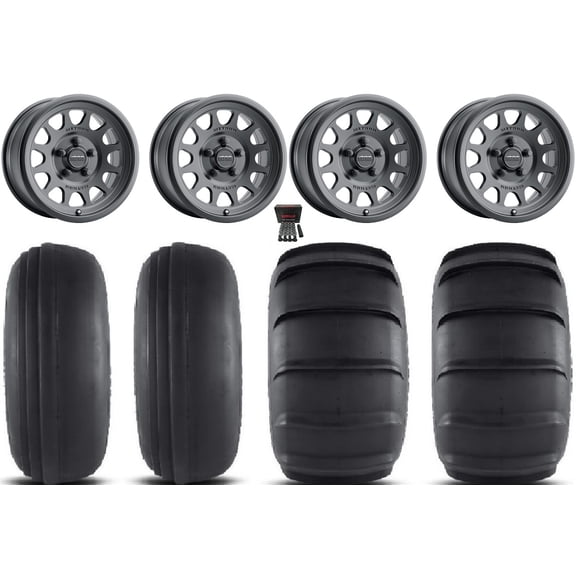 Method 414 15" Wheels Bk 13mm/25mm 33" SandSlinger Tires Polaris RZR Turbo R & Pro R Ranger 1500 Xpedition