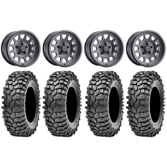 Method 414 15" Wheels Bk +13mm 32" Roxxzilla396 Tires Polaris RZR Turbo R & Pro R Ranger 1500 Xpedition