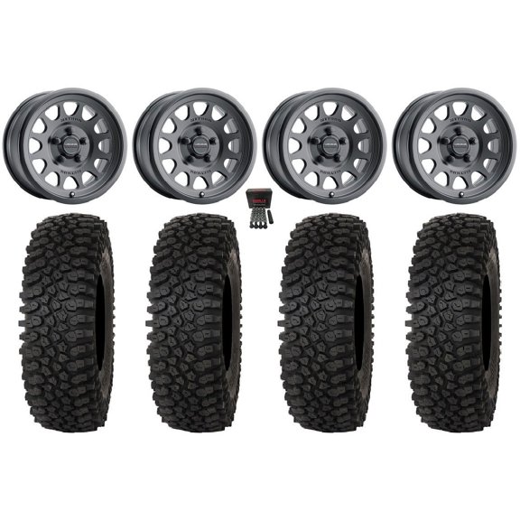 Method 414 15" Wheels Bk +13mm 33" Roctane ST Tires Polaris RZR Turbo R & Pro R Ranger 1500 Xpedition