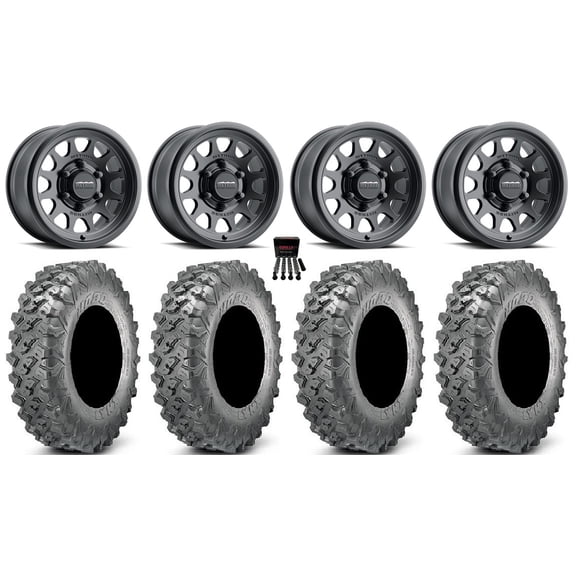 Method 414 15" Wheels Black 32" Lynx SXS Tires Can-Am Maverick R