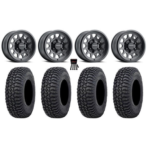 Method 414 15" Wheels Black 32" Tricera Tires Can-Am Maverick R