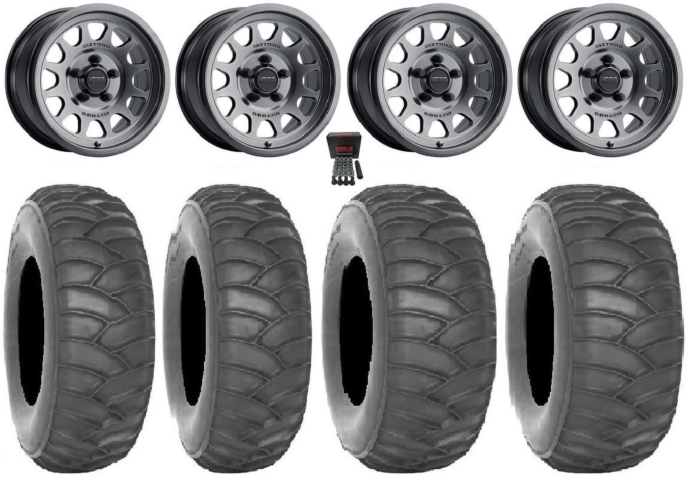 Method 414 15" Wheels Gr +38mm/+25mm 35" SS360 Tires Polaris RZR Turbo R & Pro R Ranger 1500
