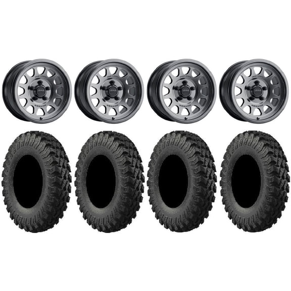 Method 414 15" Wheels Gr +38mm 35" MotoRally Tires Polaris RZR Turbo R & Pro R Ranger 1500 Xpedition