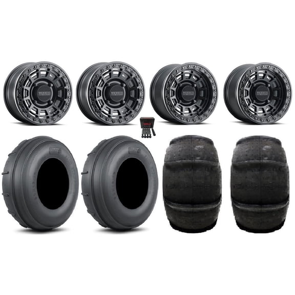 Method 415 Bdlk 15" Wheels Bk +38mm/+25mm 30" Sand Stripper TT/XL Tires Can-Am Commander Maverick