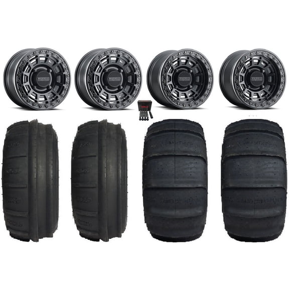 Method 415 Bdlk 15" Wheels Bk +38mm/+25mm 32" Sand Stripper TT/XL HP Tires Can-Am Maverick X3 / Honda Pioneer 1K / Talon